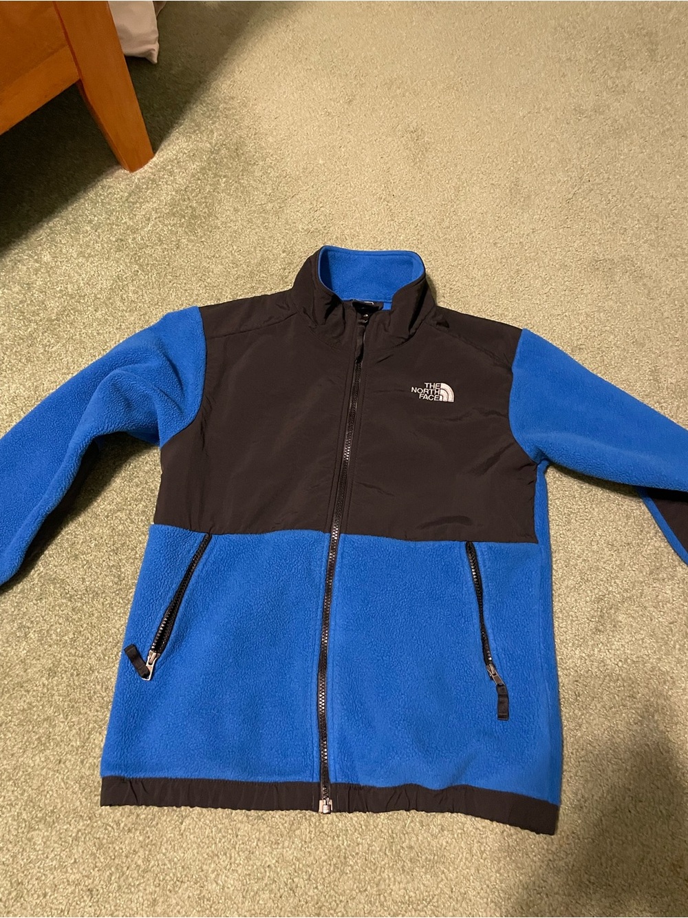 The North Face Blue and Black Kids' Puffer-Style Fleece Jacket